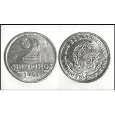 Brasil 2 Cruzeiros 1961 V-283 Sob Alumínio (51)