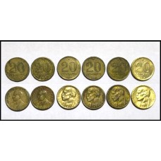 Brasil Lote C/6 Moedas Diferentes 20 Centavos (530)