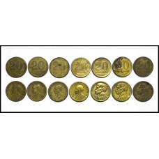 Brasil Lote C/7 Moedas 20 Centavos Br/Al (531)