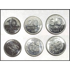 Brasil 10+20+50 Cruzeiros 1986 Inox 3 Moedas (677)