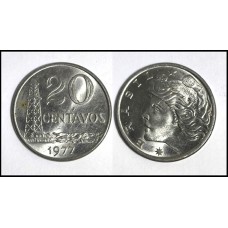 Brasil 20 Centavos 1977 V-308 Sob Inox Petróleo (78)