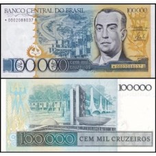 Brasil C-176a Fe 100.000 Cruzeiros 1985 Juscelino Kubitschek Reposição *0002