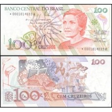 Brasil C-214a Fe 100 Cruzeiros 1990 Cecília Meireles Reposição *0001