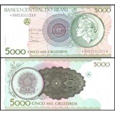 Brasil C-222a Fe 5.000 Cruzeiros 1990 Efígie da República Reposição *0001
