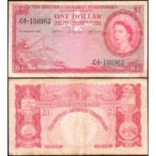 British Caribbean Territories P-7c.5 Mbc 1 Dollar 1962 Rainha ♛