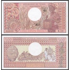 Chad Chade P-6a.2 Sob 500 Francs 1984