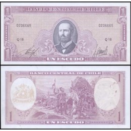 Chile P-136a.2.1 S/Fe 1 Escudo ND (1964) Arturo Prat