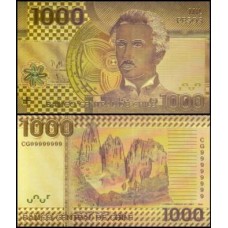 Chile CL-1c Fe 1.000 Pesos Folheada a Ouro 24k Color Fantasia