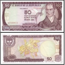 Colômbia P-425a.1 Fe 50 Pesos Oro 1985 Camilo Torres