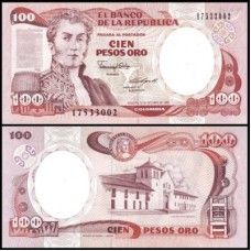 Colômbia P-426c.1 Fe 100 Pesos Oro 1986 Antonio Nariño