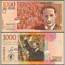 Colômbia P-450e Fe 1.000 Pesos Oro 2003 Jorge Eliecer Gaitán