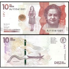 Colômbia P-460f Fe 10.000 Pesos 2020 Virginia G. de Pineda