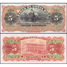 Costa Rica P-S173r S/Fe 5 Colones 1901