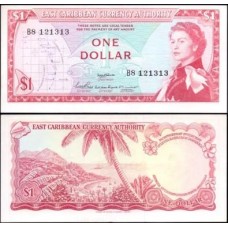 E C S Caribe P-13a.2 Sob 1 Dollar ND (1965) Rainha ♛