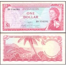 E C S Caribe P-13a.2 S/Fe 1 Dollar ND (1965) Rainha ♛