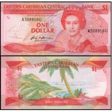 E C S Caribe P-17g Fe 1 Dollar 1985 Granada Rainha ♛