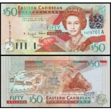 E C S Caribe P-45a Fe 50 Dollars 2003 Antigua Rainha ♛