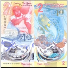 E C S Caribe P-61a Fe 2 Dollars 2023 Comemorativa Polímero