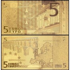 European Union CE-1 Fe 5 Euros Folheada a Ouro 24k Fantasia 