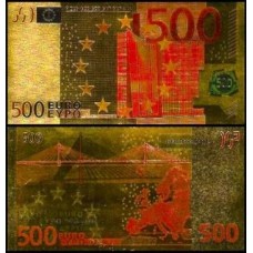European Union CE-14c Fe 500 Euros Folheada a Ouro 24k Color Fantasia
