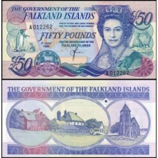Falkland Islands Ilhas Malvinas P-16a Fe 50 Pounds 1990 Rainha ♛