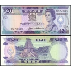 Fiji Ilhas Fiji P-85a Fe 20 Dollars ND (1986) Rainha ♛