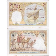 French Somaliland Somalilândia Francesa P-25a S/Fe 50 Francs 1952