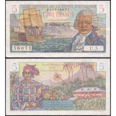 French Equatorial Africa África Equatorial Francesa P-20b Sob 5 Francos 1947