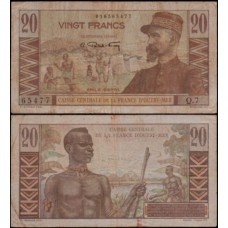 French Equatorial Africa África Equatorial Francesa P-22 Mbc 20 Francs 1947