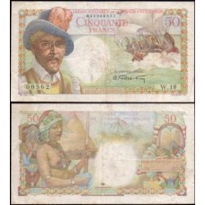 French Equatorial Africa África Equatorial Francesa P-23 Mbc 50 Francos 1947