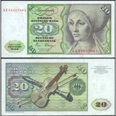 Germany Federal Republic Alemanha Ocidental P-32d Sob 20 Deutsche Mark 1980