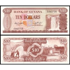 Guyana Guiana P-23c Fe 10 Dollars ND (1983)