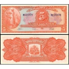 Haiti P-187a S/Fe 5 Gourdes 1964 Haiti P-187a S/Fe 5 Gourdes 1964