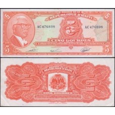 Haiti P-232a.2 Sob 5 Gourdes 1980 François Duvalier Haiti P-232a.2 Sob 5 Gourdes 1980 François Duvalier