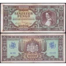 Hungary Hungria P-121a Mbc 100.000 Pengö 1945