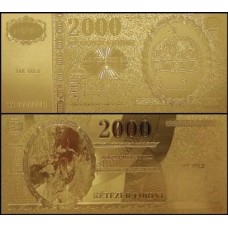 Hungary Hungria HU-4 Fe 2.000 Forint Folheada a Ouro 24k Fantasia