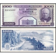 Iceland Islândia P-46a.11 Fe 1.000 Krónur 1961