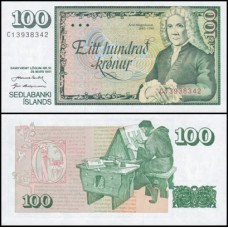 Iceland Islândia P-50a.9 Fe 100 Krónur L.1961 (1981)
