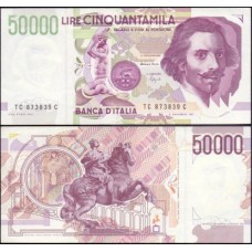 Italy Itália P-116b.2 Sob 50.000 Lire 1992 Gian Lorenzo Bernini