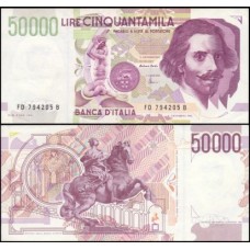 Italy Itália P-116c.1 Sob 50.000 Lire 1992 Gian Lorenzo Bernini