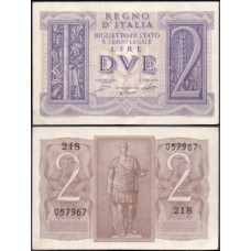 Italy Itália P-27 Sob 2 Lire 1939 Vittorio Emanuele III