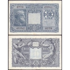 Italy Itália P-32c Sob 10 Lire 1944