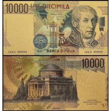 Italy Itália IT-5c Fe 10.000 Lire Folheada a Ouro 24k Fantasia