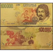 Italy Itália IT-7c Fe 100.000 Lire Folheada a Ouro 24k Fantasia