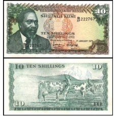 Kenya Quênia P-12a Fe 10 Shillings 1975 Jomo Kenyatta