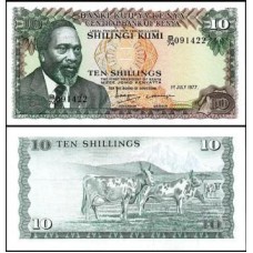 Kenya Quênia P-12c Fe 10 Shillings 1977 Jomo Kenyatta