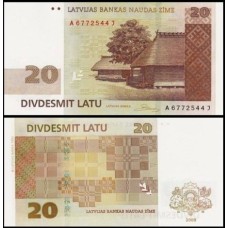 Latvia Letônia P-55b Fe 20 Latu 2009