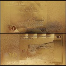 Latvia Letônia LV-2 Fe 10 Latu Folheada a Ouro 24k Fantasia