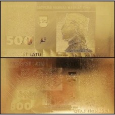 Latvia Letônia LV-6 Fe 500 Latu Folheada a Ouro 24k Fantasia