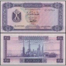 Libya Líbia P-34b S/Fe 1/2 Dinar 1972